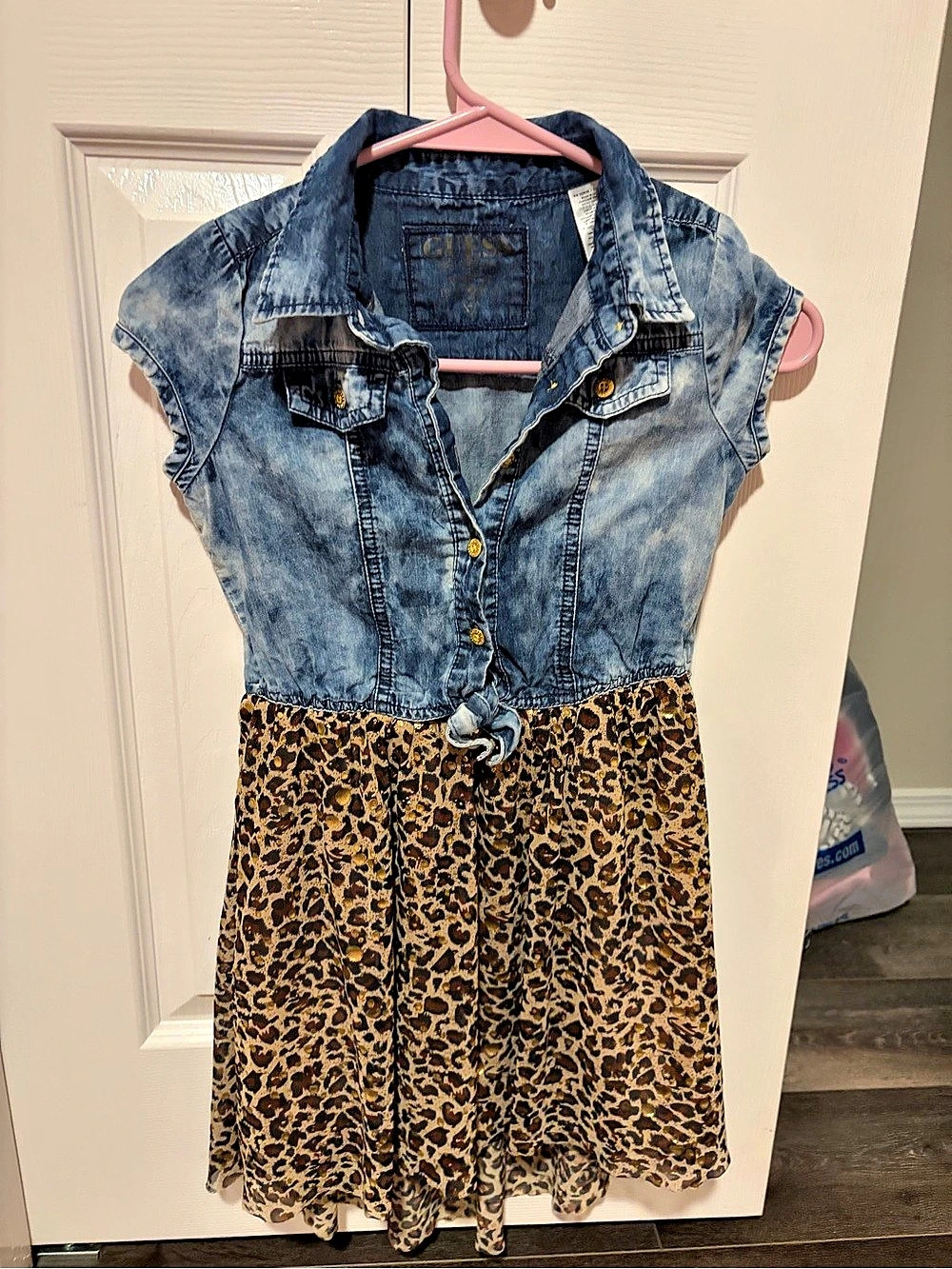 Guess Girls Denim Leopard Dress Size 10